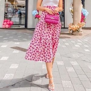 Zara floral tiered midi dress (M)